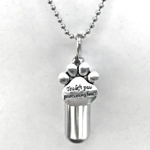 Engraved PET PAW CREMATION URN Necklace Jewelry